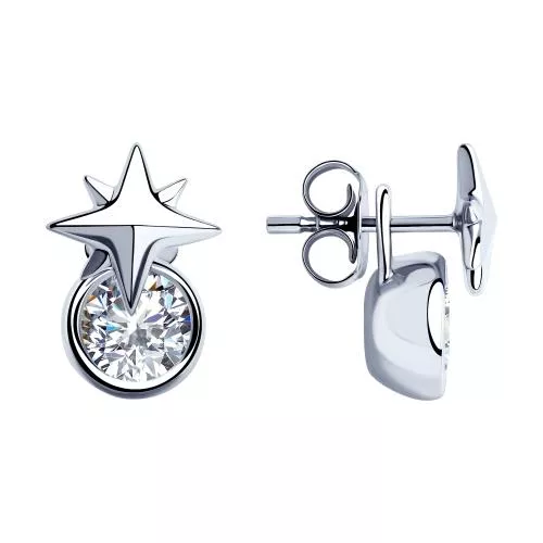 Серьги из серебра с фианитами