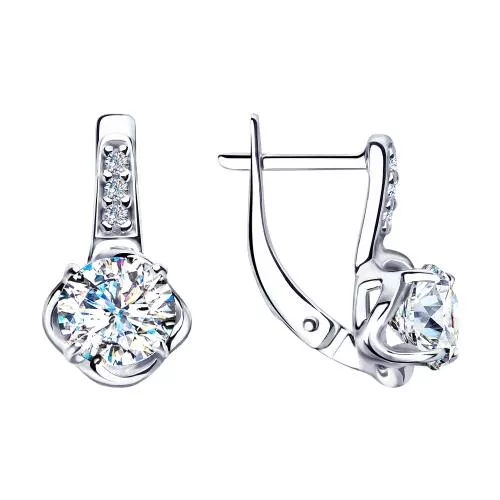 Серьги из серебра со Swarovski Zirconia и фианитами