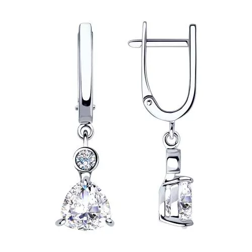 Серьги из серебра с фианитами