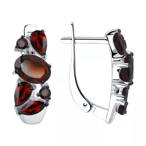 Серьги из серебра с гранатами