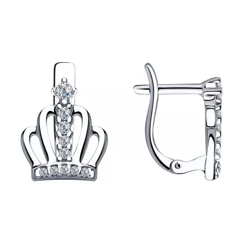 Серьги из серебра с фианитами