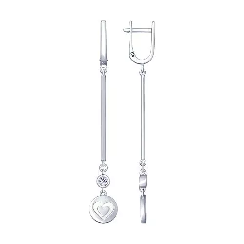 Серьги из серебра с эмалью и фианитами