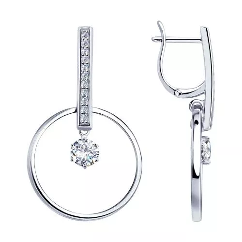 Серьги из серебра с фианитами