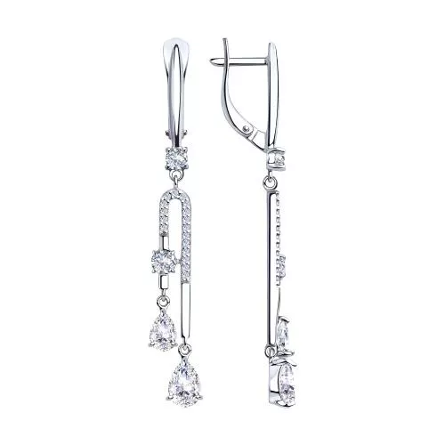 Серьги из серебра с фианитами