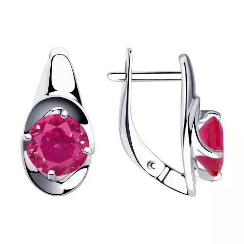 Серьги из серебра с фианитами