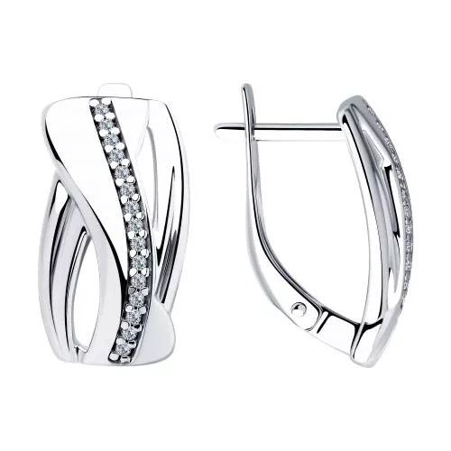 Серьги из серебра с фианитами