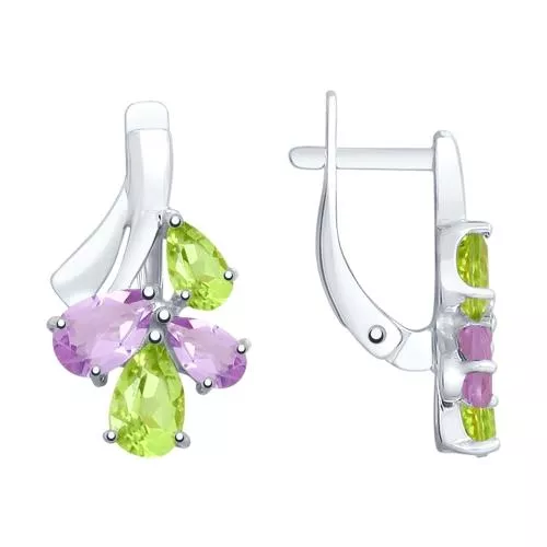 Серьги из серебра с полудрагоценными вставками