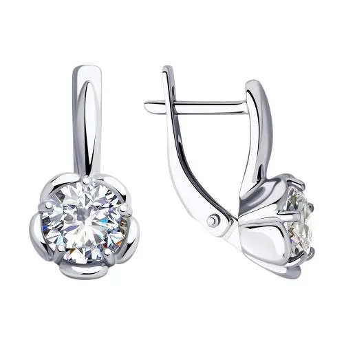 Серьги из серебра с фианитами