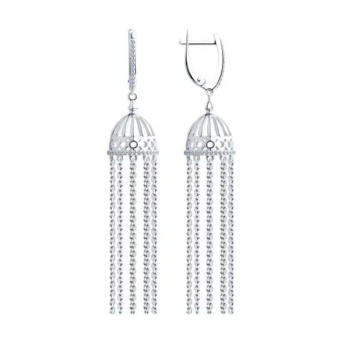 Серьги из серебра с фианитами