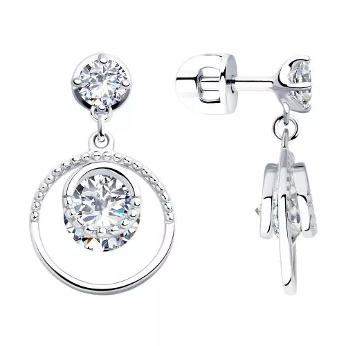 Серьги из серебра с фианитами