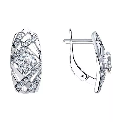 Серьги из серебра с фианитами