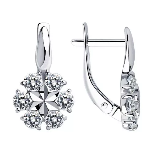 Серьги из серебра с фианитами