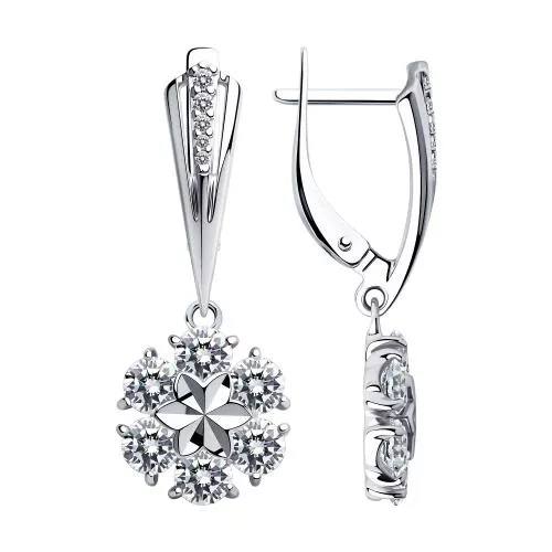 Серьги из серебра с фианитами