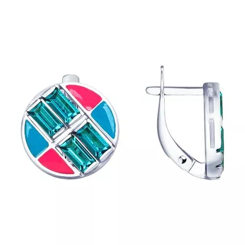 Серьги из серебра с эмалью и кристаллами Swarovski