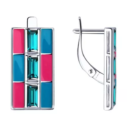 Серьги из серебра с эмалью и кристаллами Swarovski