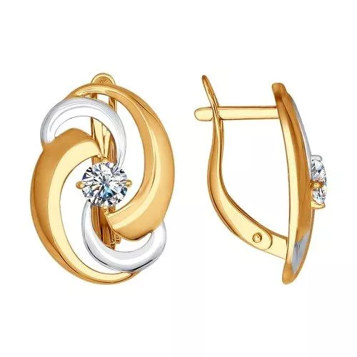 Серьги из серебра с фианитами