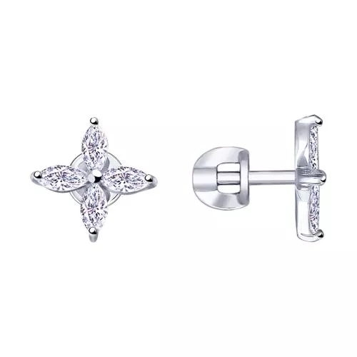 Серьги из серебра с фианитами