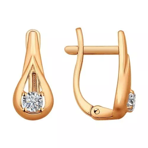 Серьги из золочёного серебра с фианитами