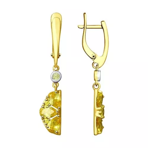 Серьги из золочёного серебра с фианитами