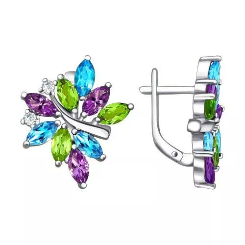 Серебряные серьги с миксом из камней