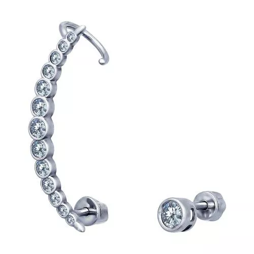 Серьги из серебра с фианитами