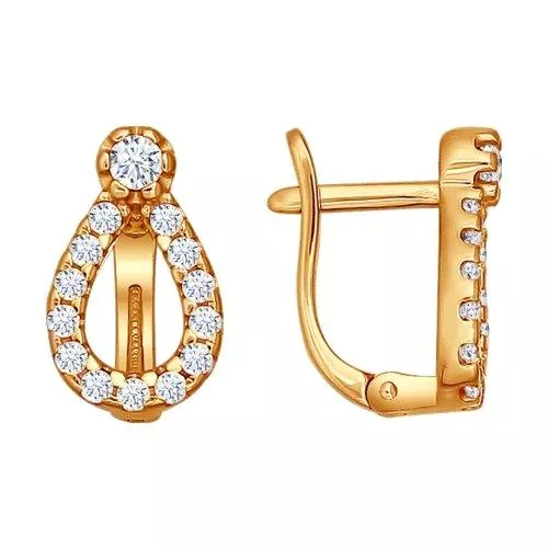 Серьги из золочёного серебра с фианитами