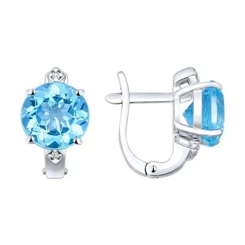 Серьги из серебра с топазами и фианитами