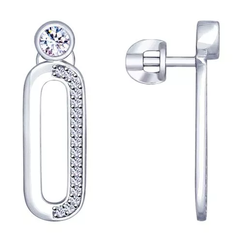 Серьги из серебра с фианитами