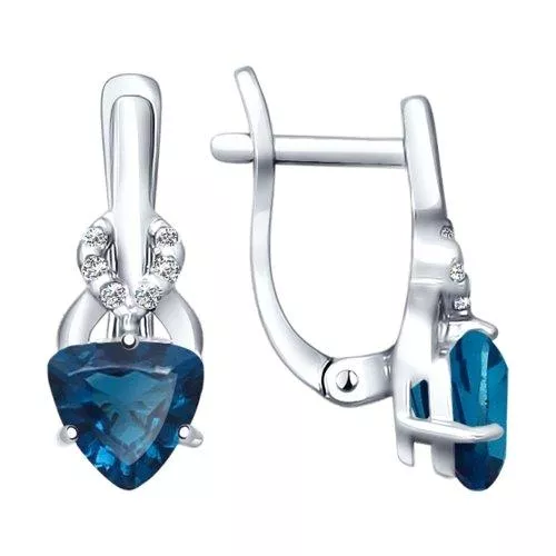 Серьги из серебра с топазами и фианитами