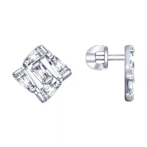 Серьги из серебра с фианитами