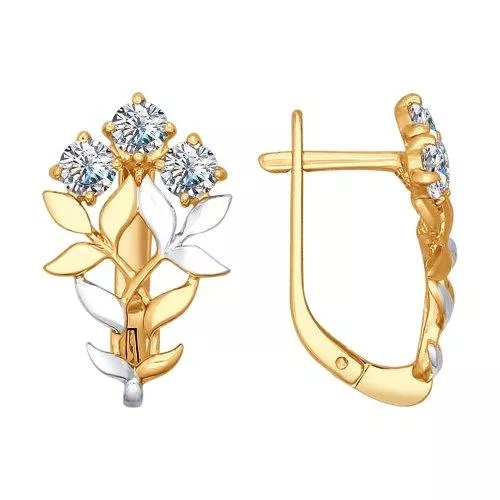 Серьги из серебра с фианитами