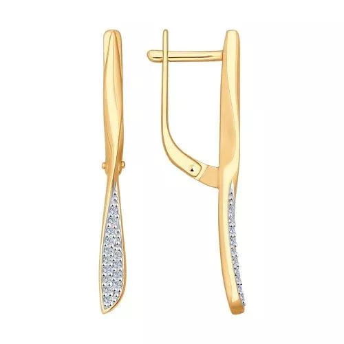 Серьги из золочёного серебра с фианитами