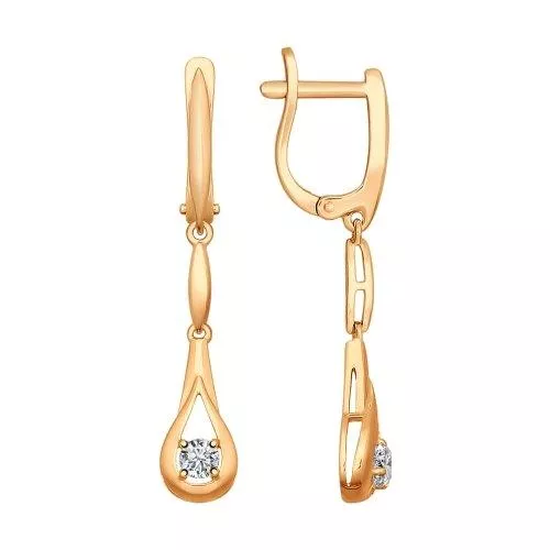 Серьги из золочёного серебра с фианитами