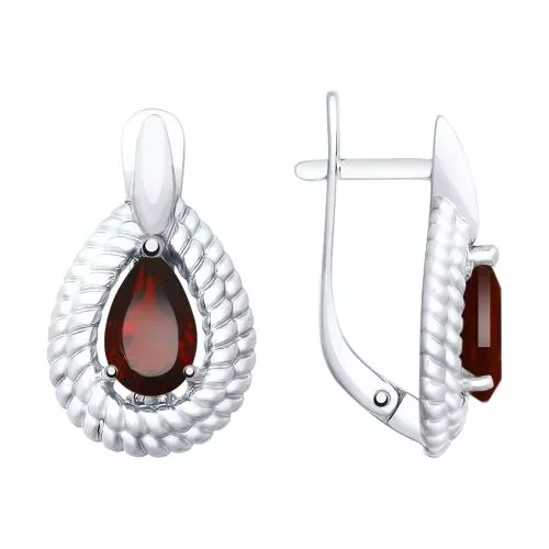 Серьги из серебра с гранатами