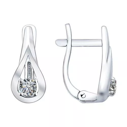Серьги из серебра с фианитами