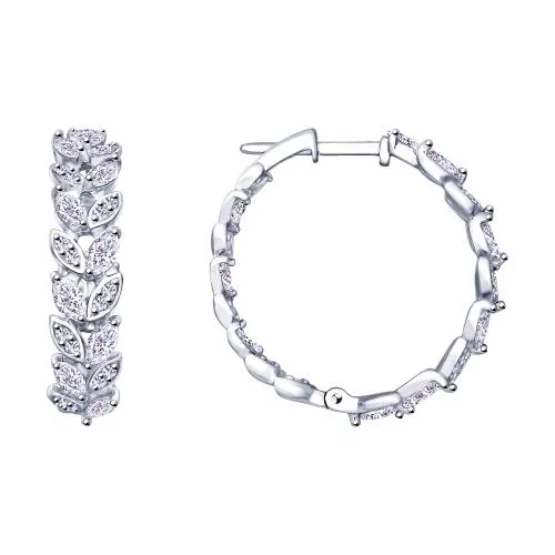 Серьги из серебра с фианитами