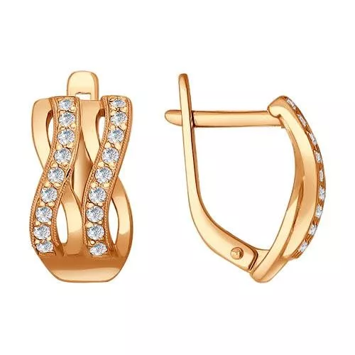 Серьги из золочёного серебра с фианитами