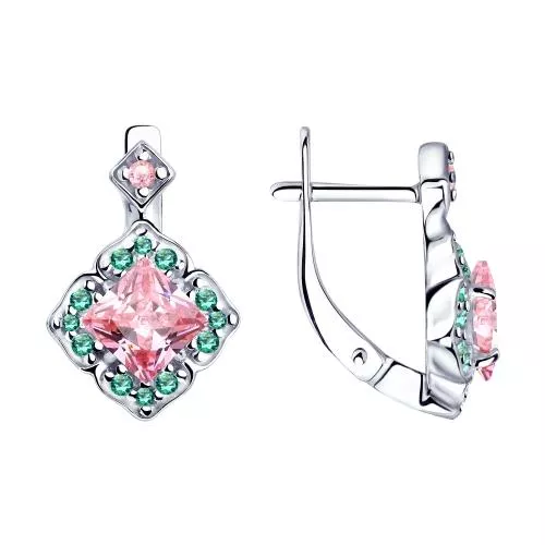 Серьги из серебра с фианитами