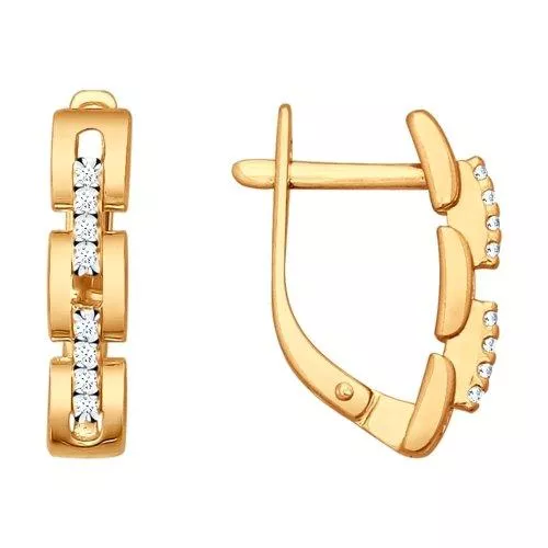 Серьги из золочёного серебра с фианитами