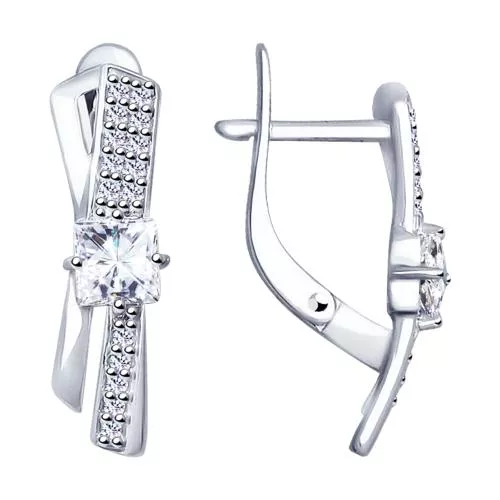 Серьги из серебра с фианитами