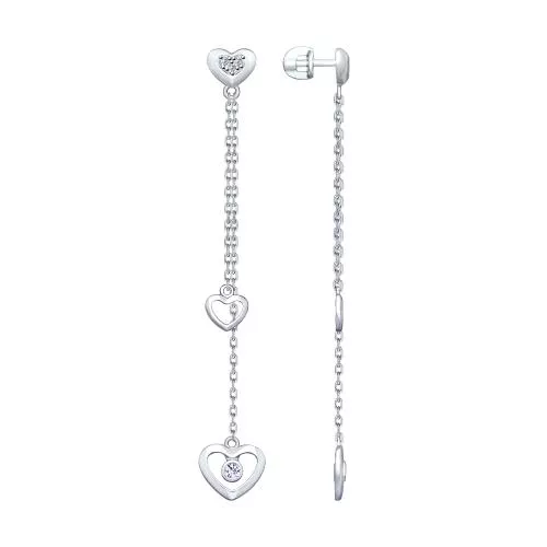 Серьги из серебра с фианитами