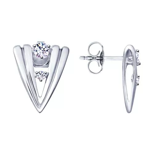 Серьги из серебра с фианитами