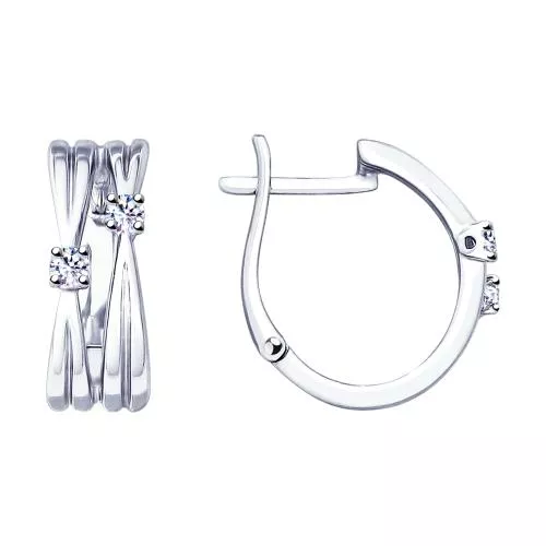 Серьги из серебра с фианитами