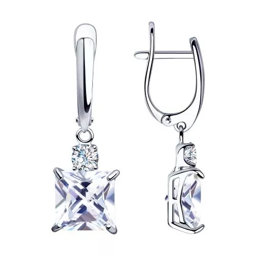 Серьги из серебра с фианитами