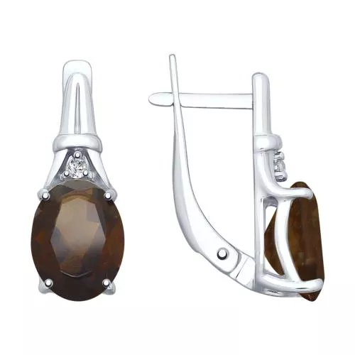 Серьги из серебра с раухтопазами