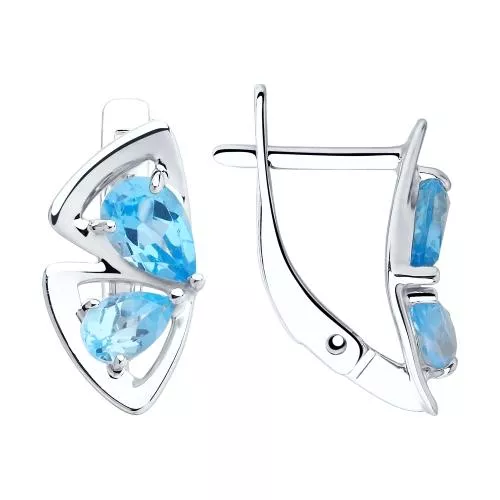 Серьги из серебра с топазами