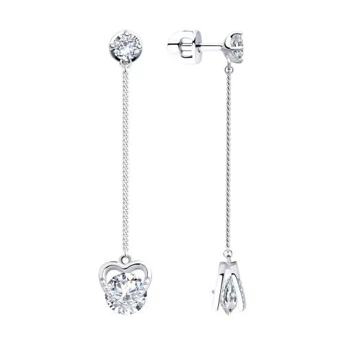 Серьги из серебра с фианитами