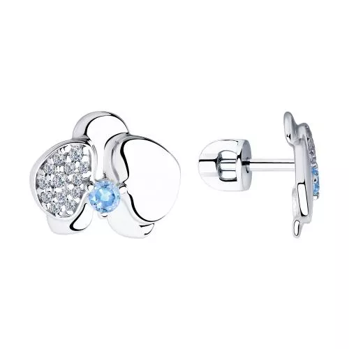 Серьги из серебра с фианитами