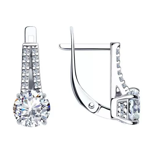 Серьги из серебра с фианитами