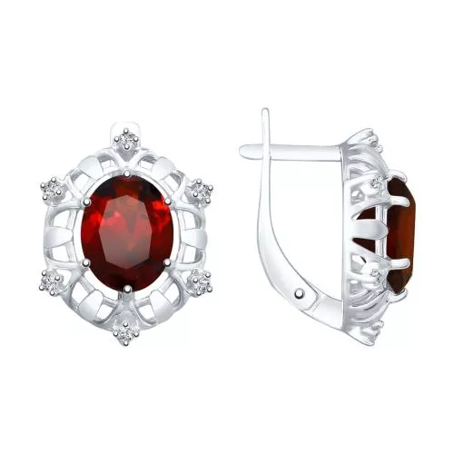 Серьги из серебра с гранатами